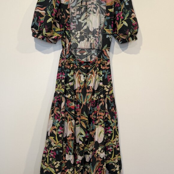 Conditions Apply Anthropologie Size S Floral Tiered Puff Sleeve Maxi Dress - Picture 6 of 6